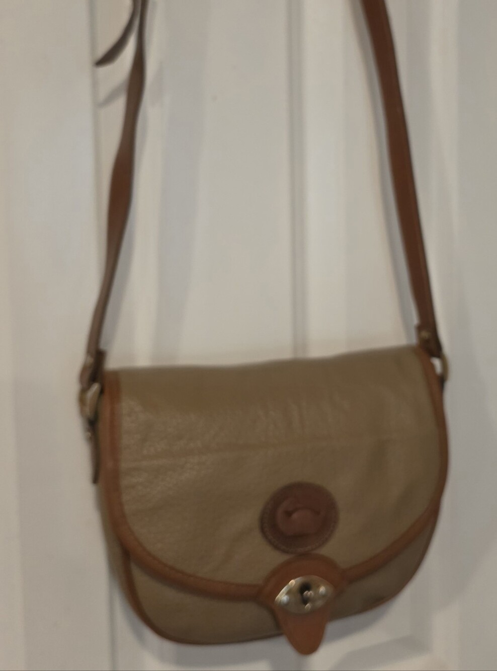 Dooney & Bourke Tan & Brown Leather Saddle Crossbody